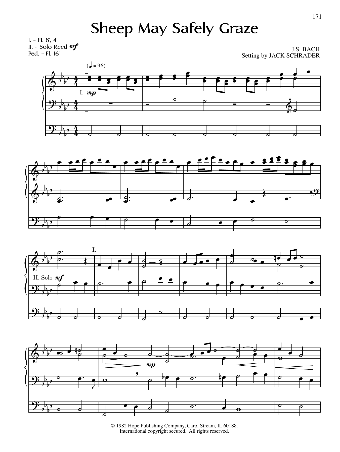 Download Jack Schrader Sheep May Safely Graze Sheet Music and learn how to play Organ PDF digital score in minutes
