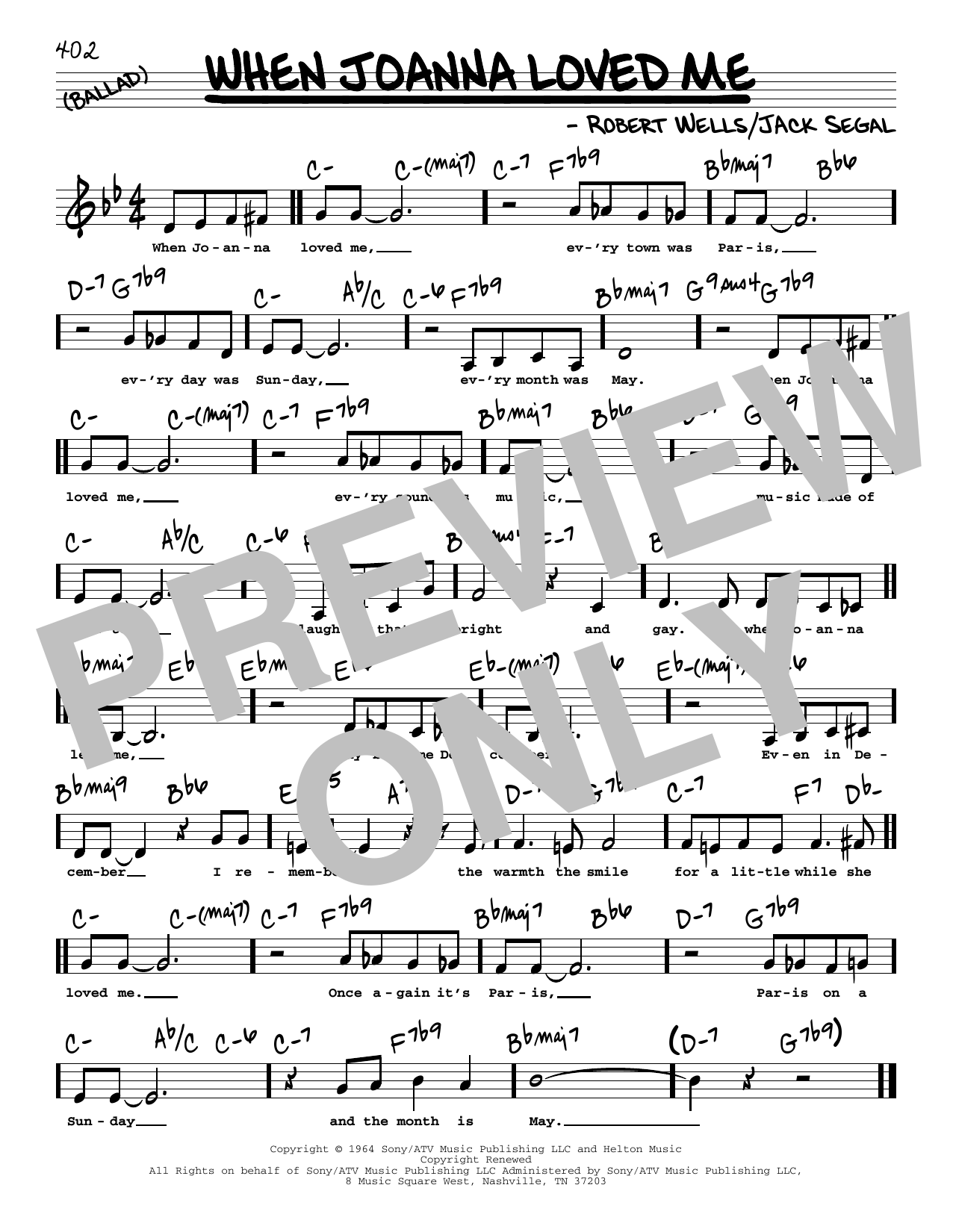 Download Jack Segal When Joanna Loved Me (Low Voice) Sheet Music and learn how to play Real Book – Melody, Lyrics & Chords PDF digital score in minutes