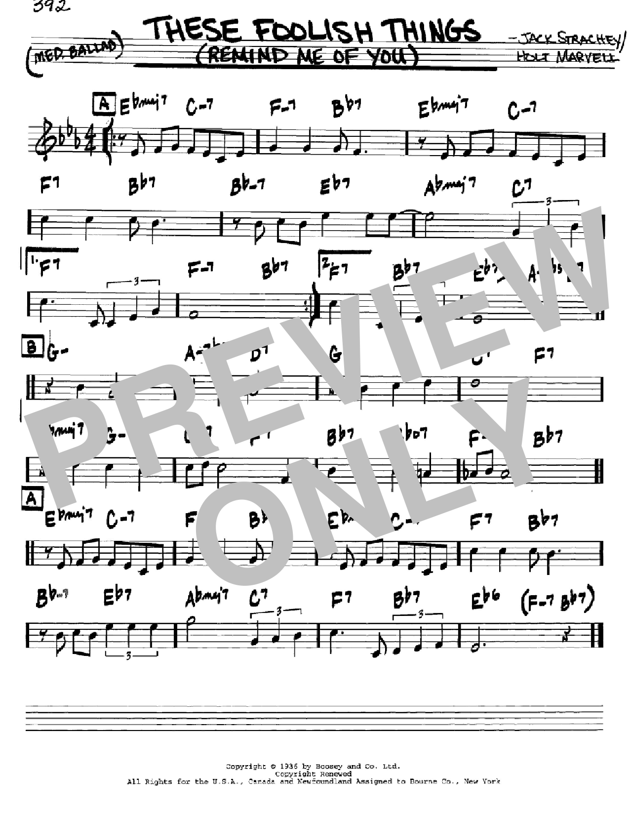 Download Jack Strachey These Foolish Things (Remind Me Of You) Sheet Music and learn how to play Real Book - Melody & Chords - C Instruments PDF digital score in minutes