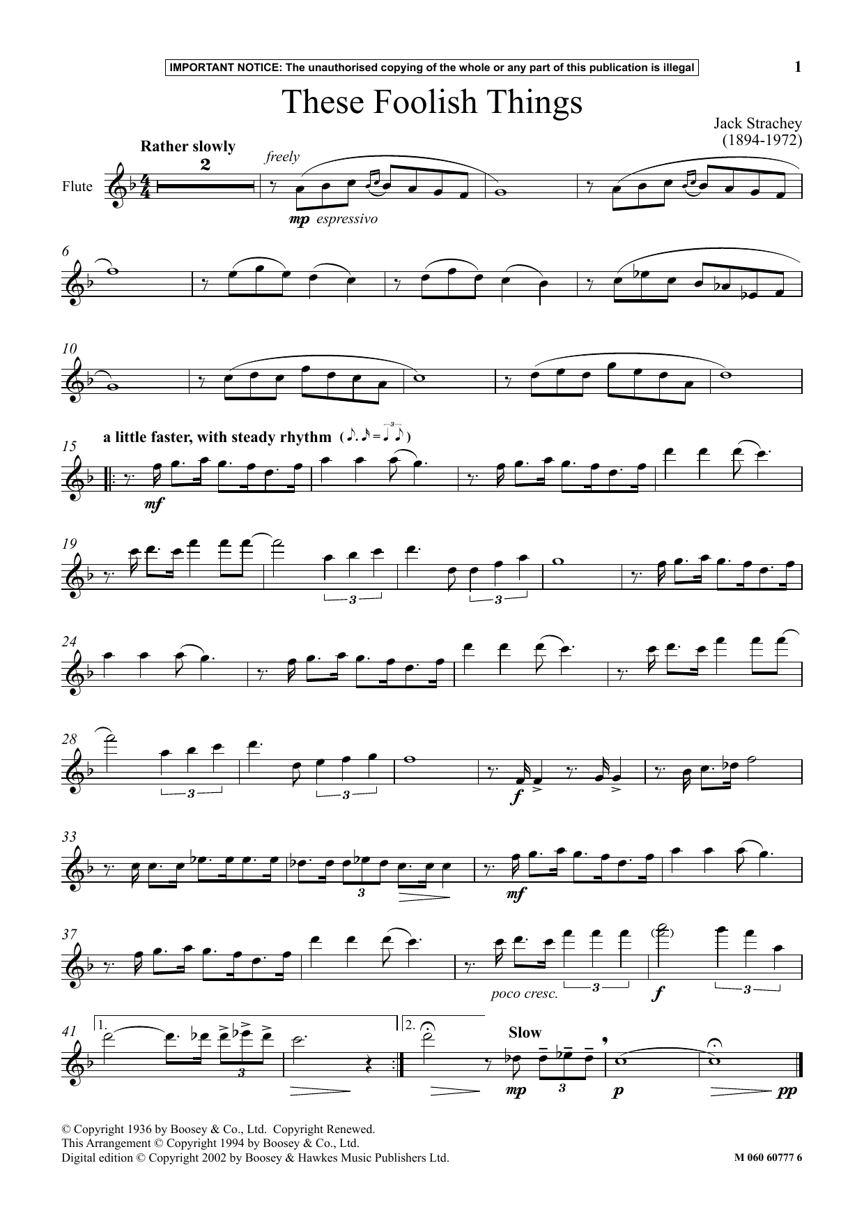 Download Jack Strachey These Foolish Things Sheet Music and learn how to play Instrumental Solo PDF digital score in minutes
