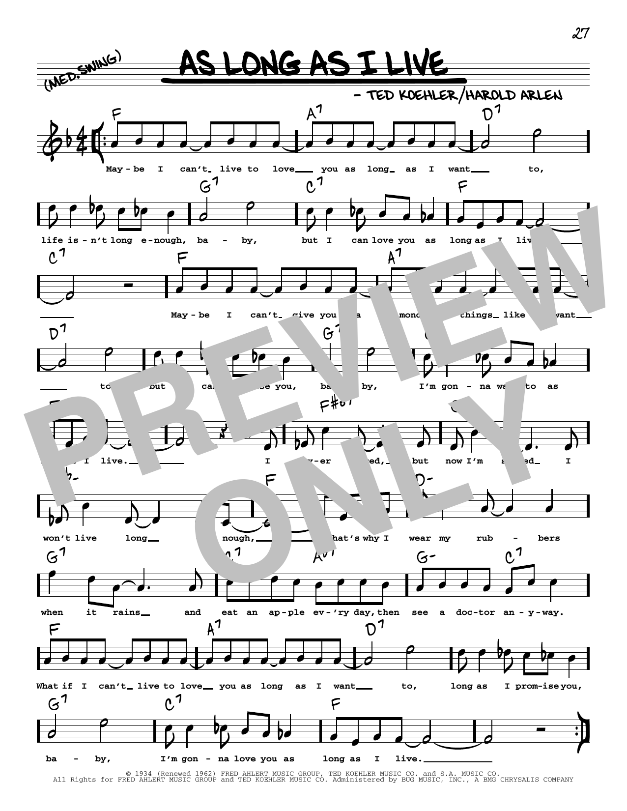 Download Jack Teagarden As Long As I Live (arr. Robert Rawlins) Sheet Music and learn how to play Real Book – Melody, Lyrics & Chords PDF digital score in minutes