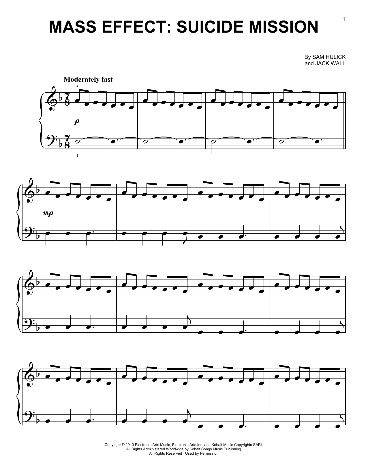 Download Jack Wall & Sam Hulick Mass Effect: Suicide Mission Sheet Music and learn how to play Easy Piano PDF digital score in minutes