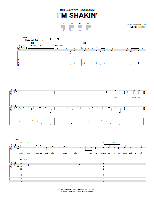Download Jack White I'm Shakin' Sheet Music and learn how to play Guitar Tab PDF digital score in minutes