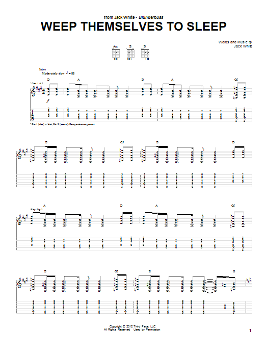 Download Jack White Weep Themselves To Sleep Sheet Music and learn how to play Guitar Tab PDF digital score in minutes