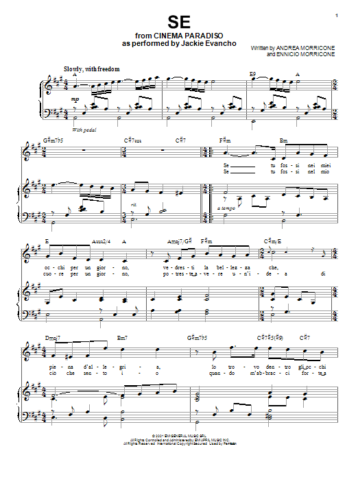 Download Jackie Evancho Se Sheet Music and learn how to play Piano & Vocal PDF digital score in minutes