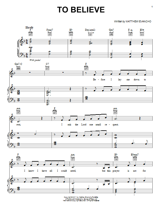 Download Jackie Evancho To Believe Sheet Music and learn how to play Piano, Vocal & Guitar (Right-Hand Melody) PDF digital score in minutes
