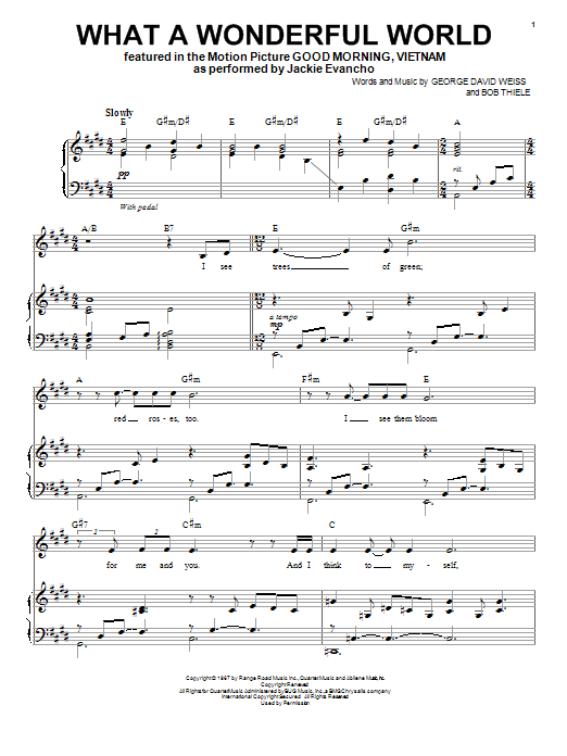 Download Jackie Evancho What A Wonderful World Sheet Music and learn how to play Piano & Vocal PDF digital score in minutes