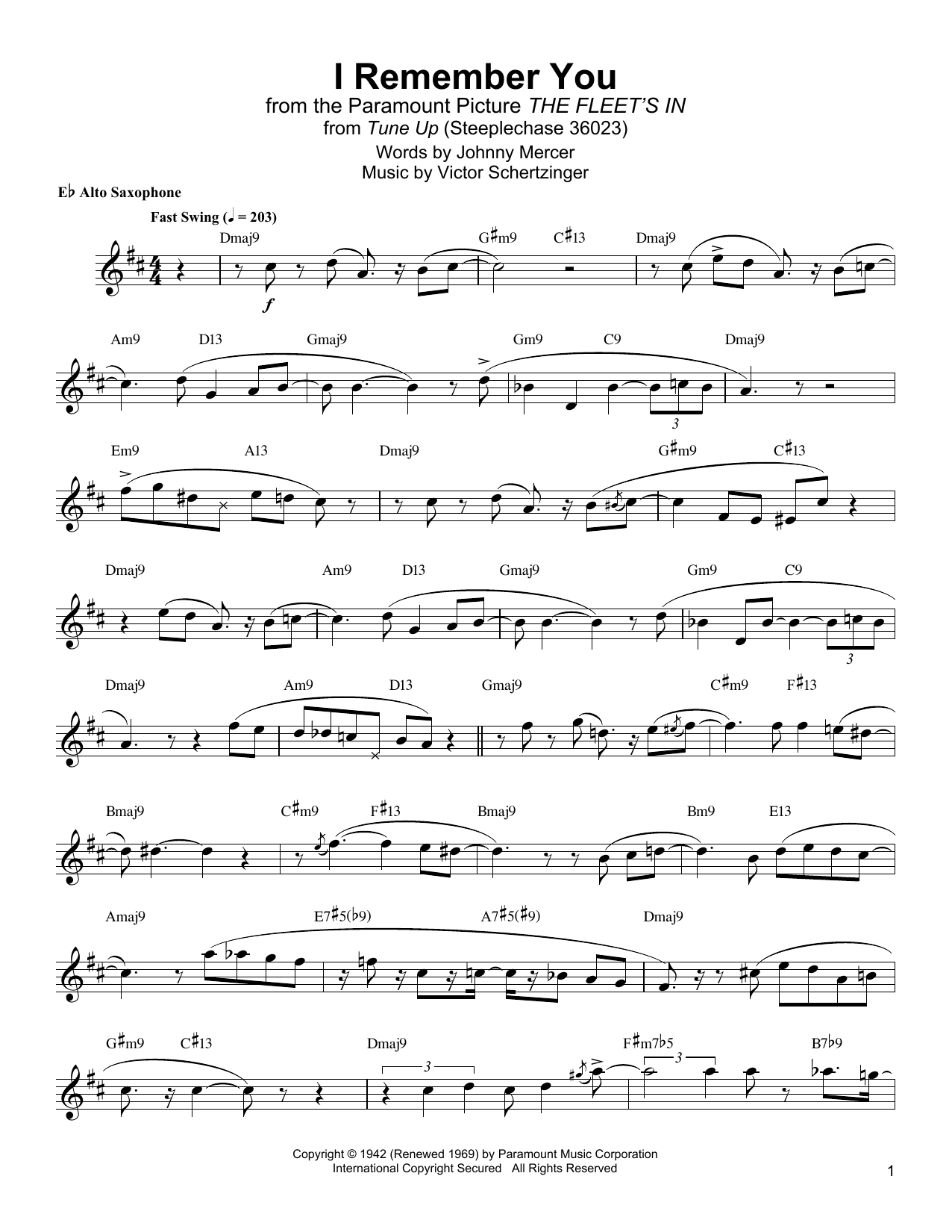 Download Jackie McLean I Remember You Sheet Music and learn how to play Alto Sax Transcription PDF digital score in minutes