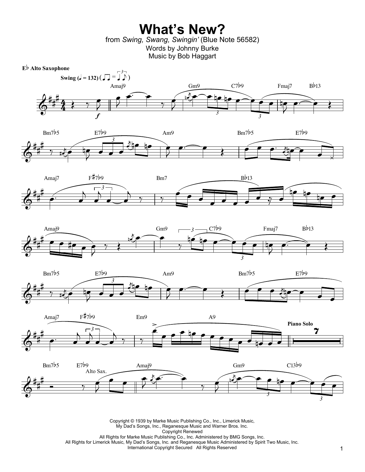 Download Jackie McLean What's New? Sheet Music and learn how to play Alto Sax Transcription PDF digital score in minutes
