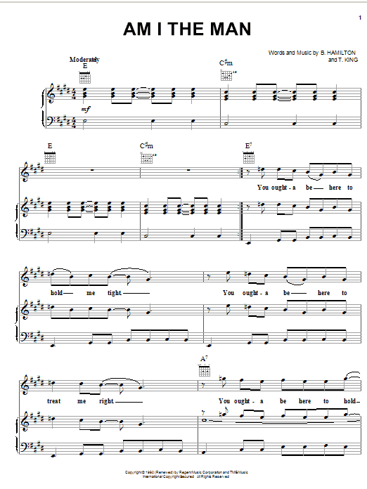 Download Jackie Wilson Am I The Man Sheet Music and learn how to play Piano, Vocal & Guitar (Right-Hand Melody) PDF digital score in minutes