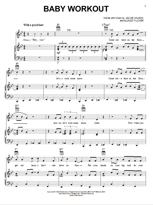 Download Jackie Wilson Baby Workout Sheet Music and learn how to play Piano, Vocal & Guitar (Right-Hand Melody) PDF digital score in minutes