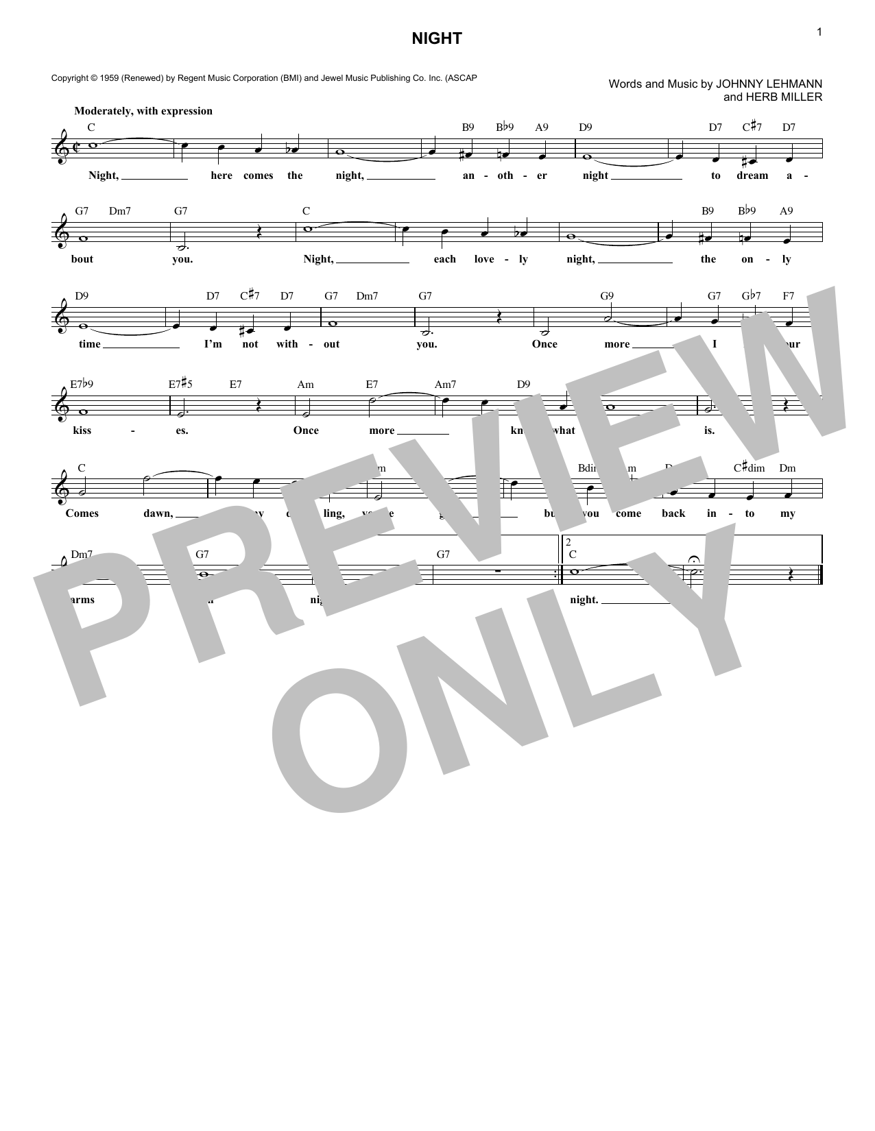 Download Jackie Wilson Night Sheet Music and learn how to play Melody Line, Lyrics & Chords PDF digital score in minutes
