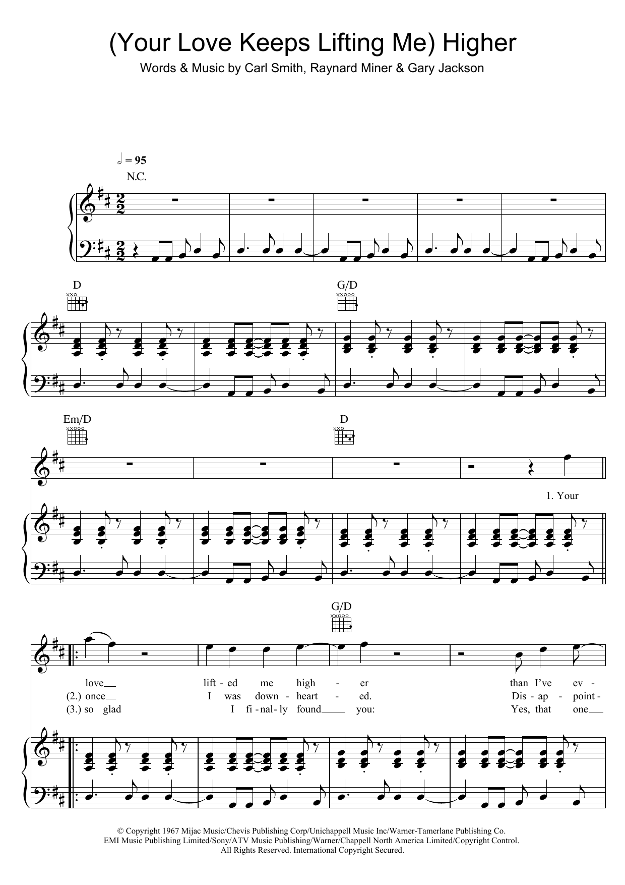 Download Jackie Wilson (Your Love Has Lifted Me) Higher And Higher Sheet Music and learn how to play Real Book – Melody & Chords PDF digital score in minutes