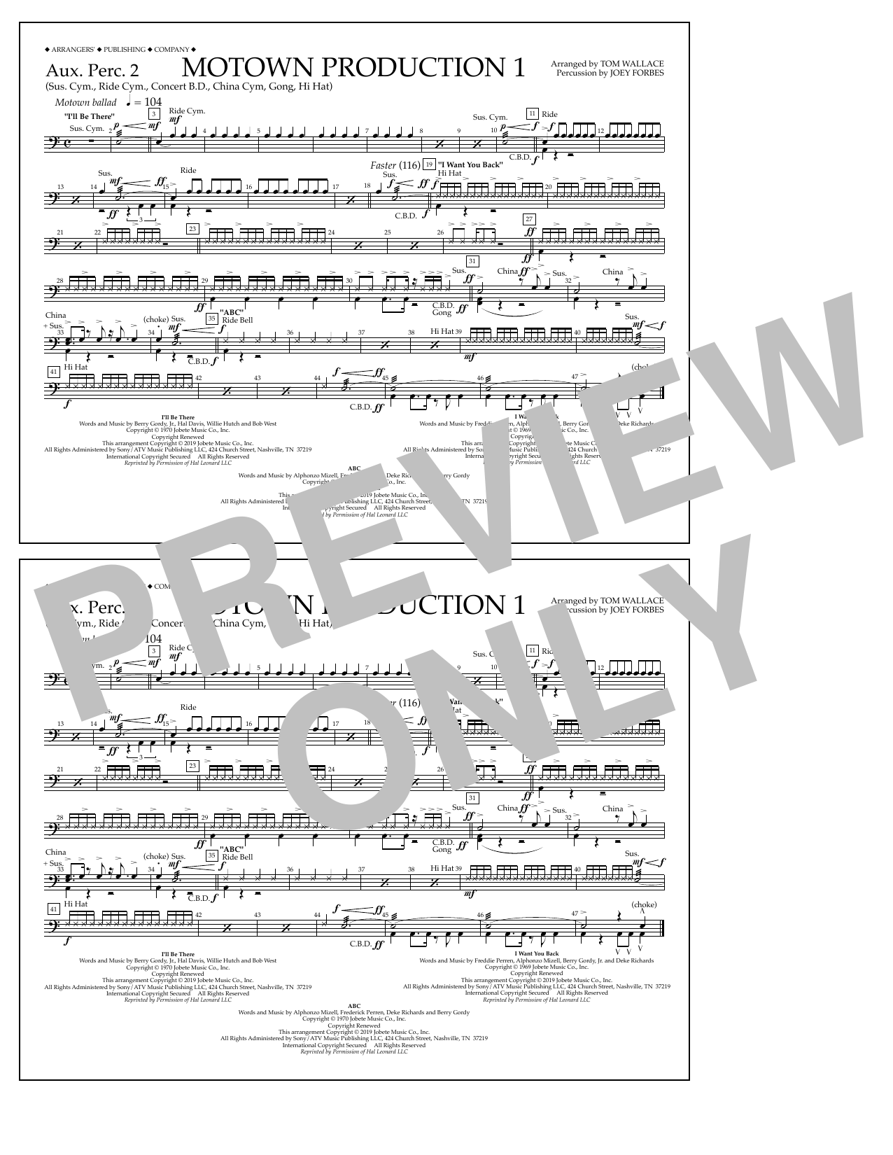 Download Jackson 5 Motown Production 1(arr. Tom Wallace) - Aux. Perc. 2 Sheet Music and learn how to play Marching Band PDF digital score in minutes