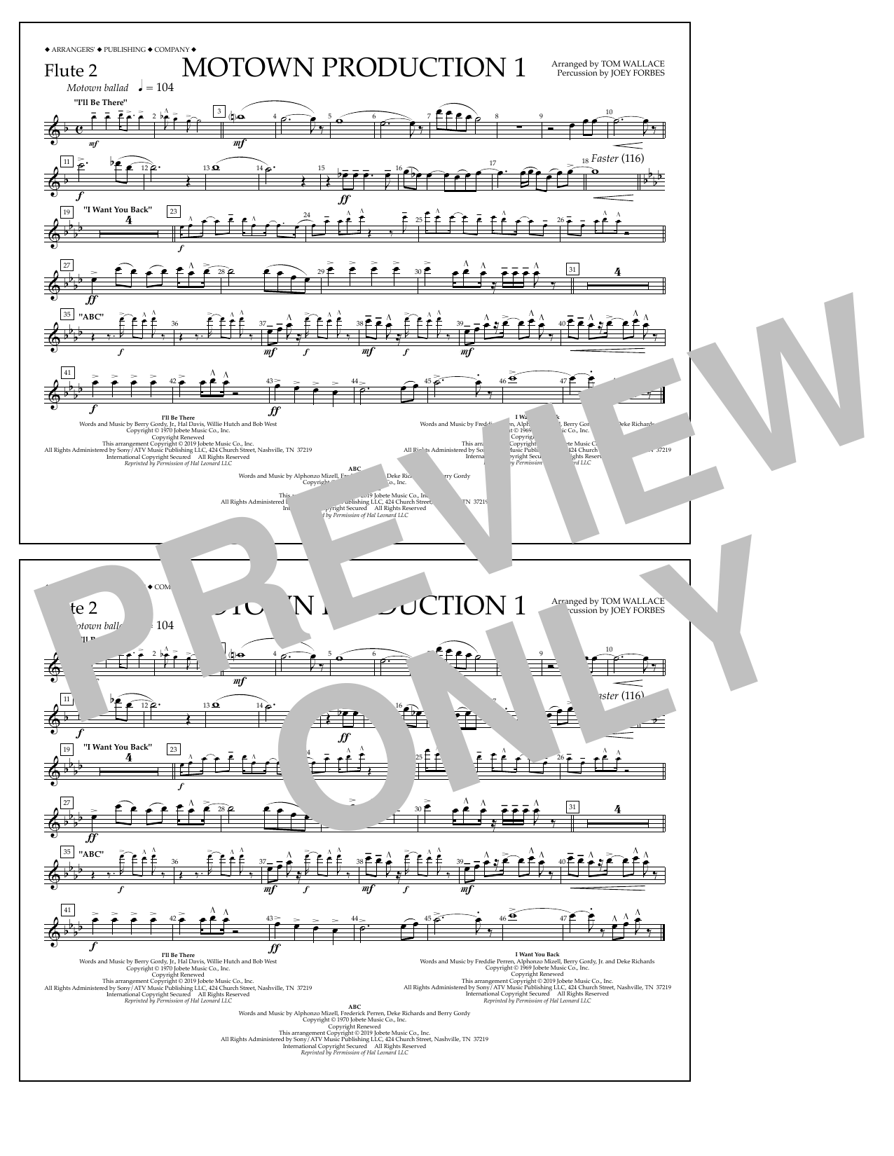 Download Jackson 5 Motown Production 1(arr. Tom Wallace) - Flute 2 Sheet Music and learn how to play Marching Band PDF digital score in minutes