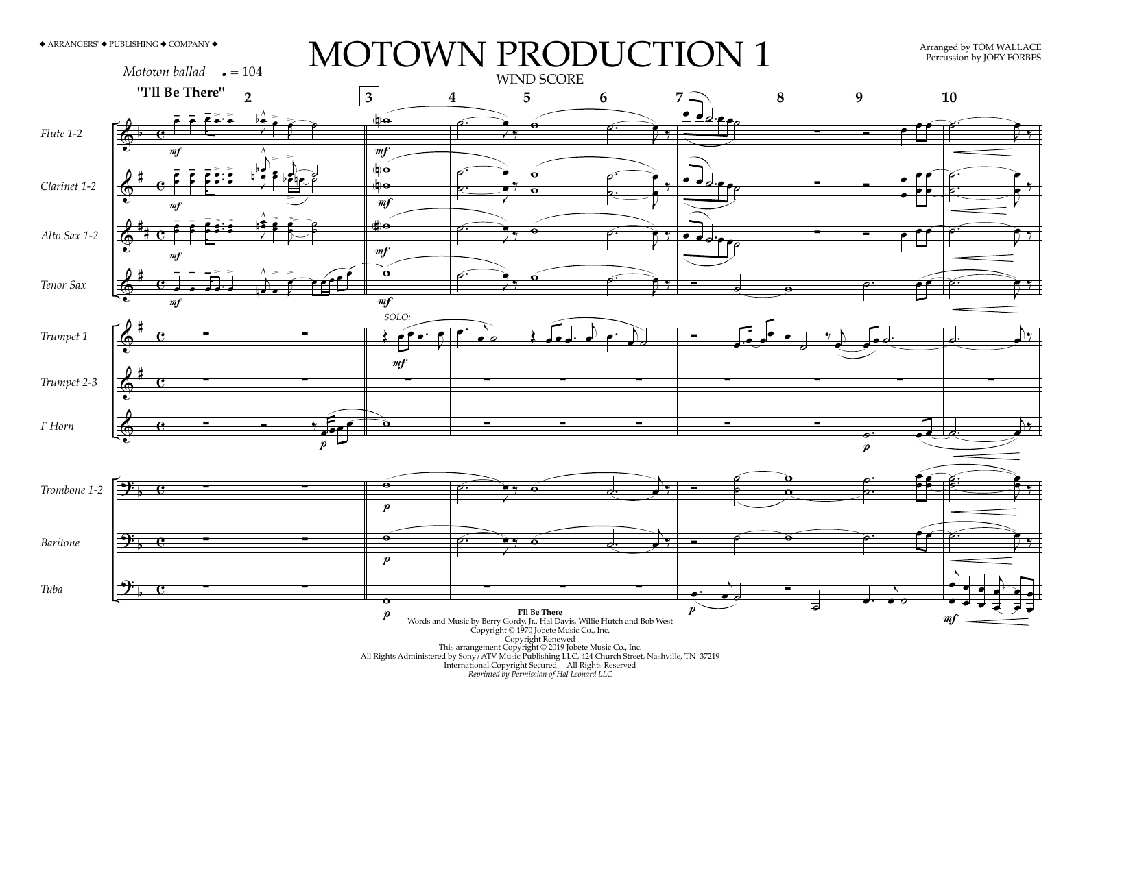 Download Jackson 5 Motown Production 1(arr. Tom Wallace) - Wind Score Sheet Music and learn how to play Marching Band PDF digital score in minutes