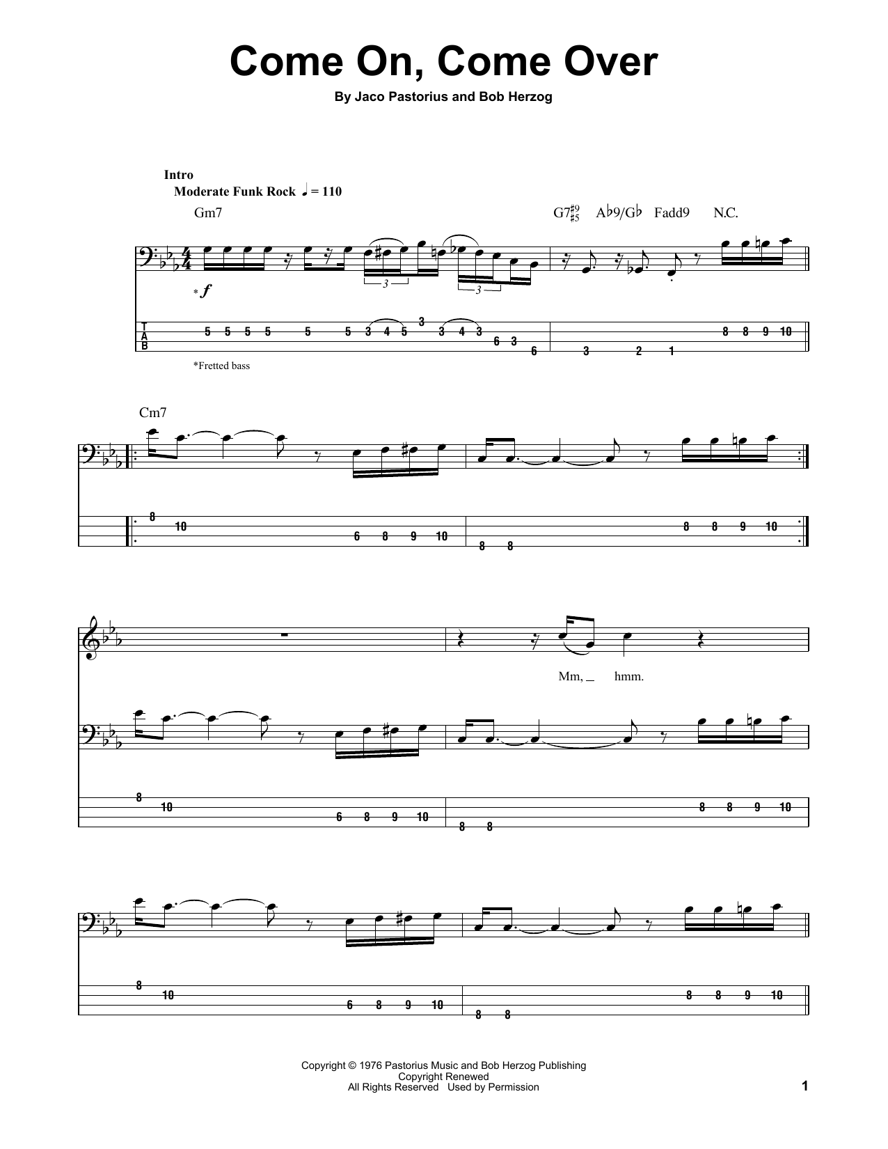 Download Jaco Pastorius Come On, Come Over Sheet Music and learn how to play Real Book – Melody & Chords PDF digital score in minutes
