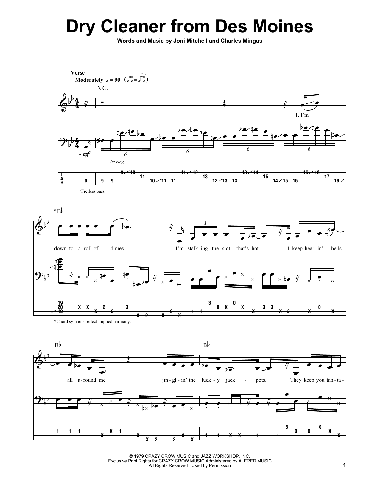 Download Jaco Pastorius The Dry Cleaner From Des Moines Sheet Music and learn how to play Bass Guitar Tab PDF digital score in minutes