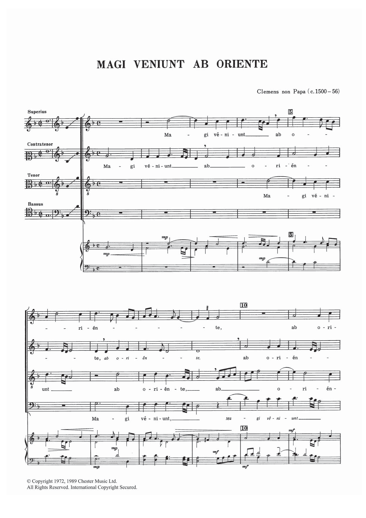 Download Jacob Clemens Non Papa Magi Veniunt Ab Oriente Sheet Music and learn how to play SATB PDF digital score in minutes