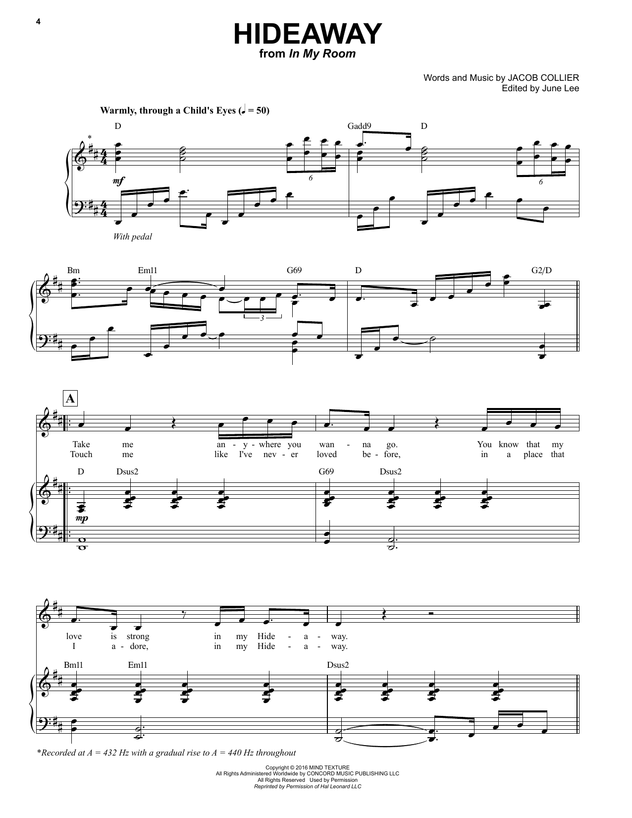 Download Jacob Collier Hideaway Sheet Music and learn how to play Piano & Vocal PDF digital score in minutes