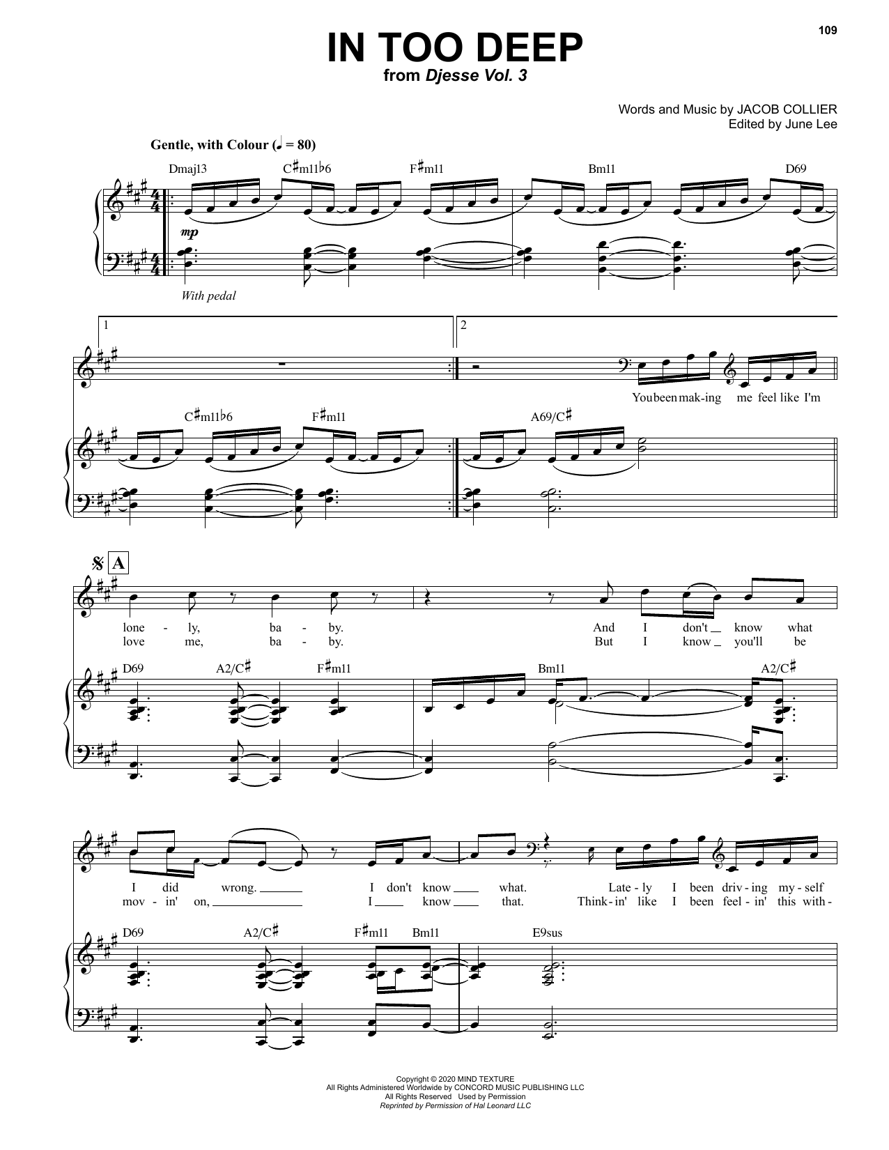 Download Jacob Collier In Too Deep Sheet Music and learn how to play Piano & Vocal PDF digital score in minutes