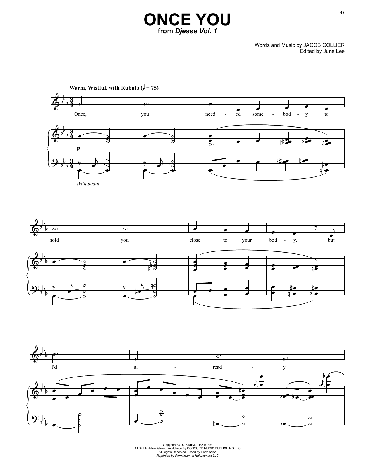 Download Jacob Collier Once You (feat. Suzie Collier) Sheet Music and learn how to play Piano & Vocal PDF digital score in minutes
