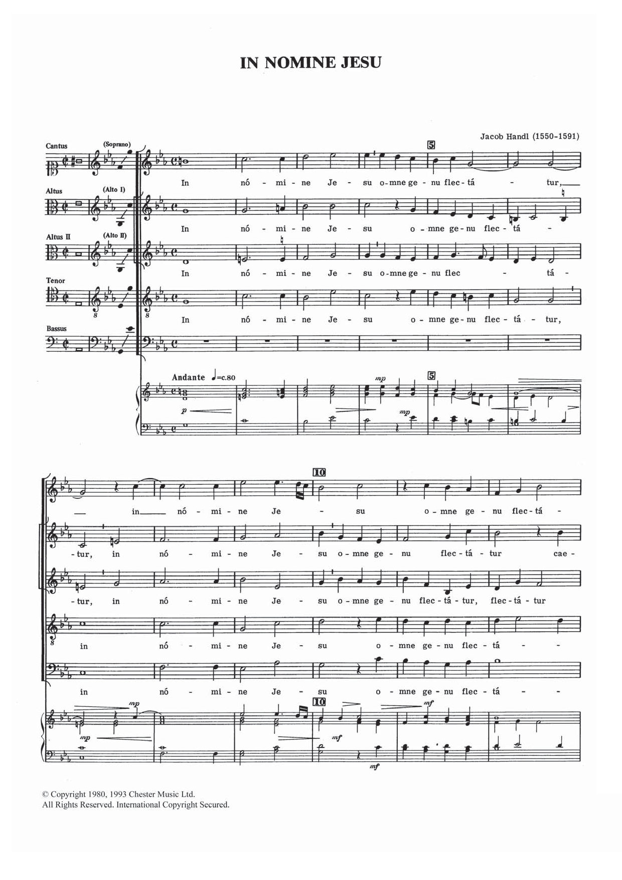 Download Jacob Handl In Nomine Jesu Sheet Music and learn how to play Choral SAATB PDF digital score in minutes