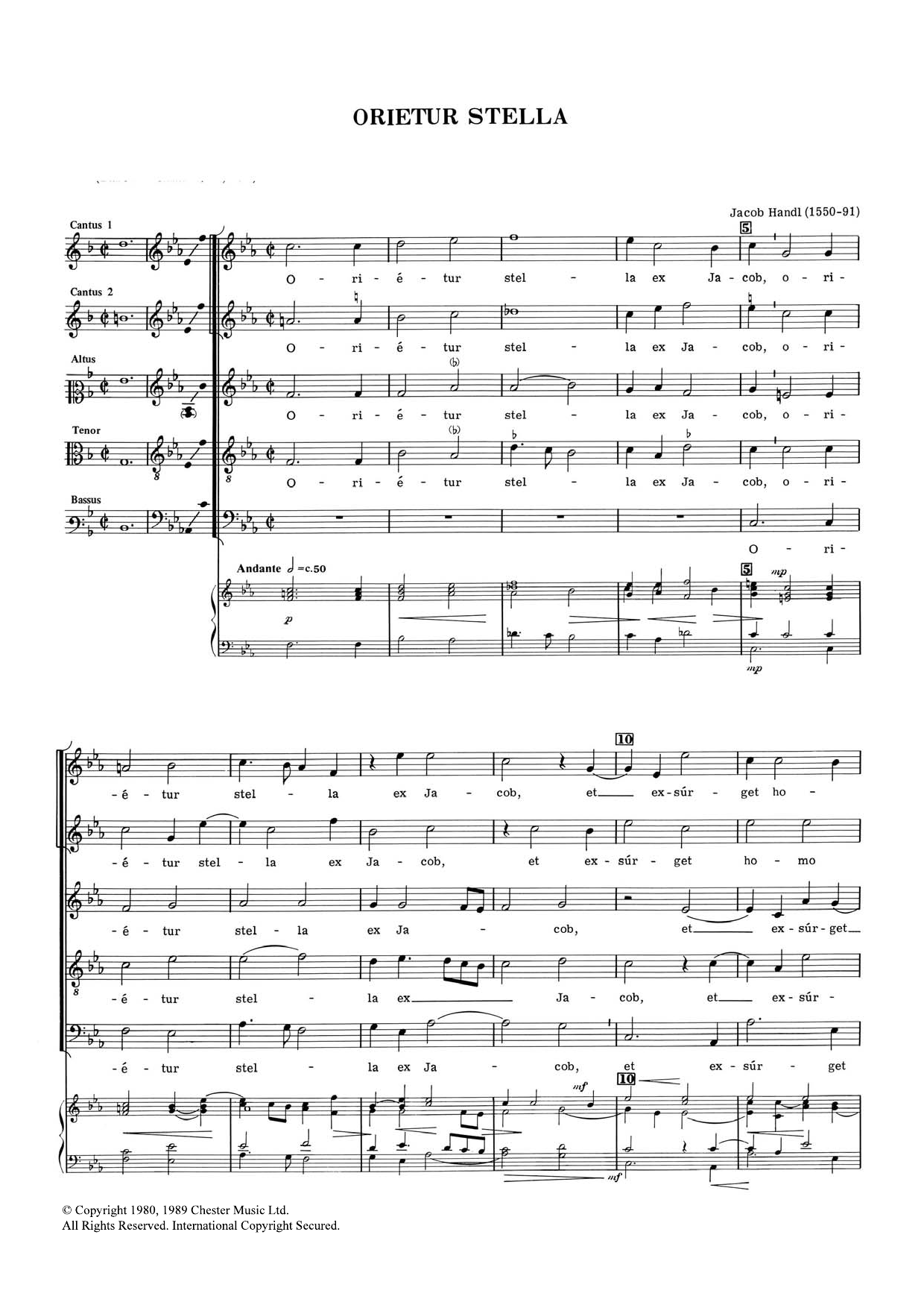 Download Jacob Handl Orietur Stella Sheet Music and learn how to play Choral SAATB PDF digital score in minutes