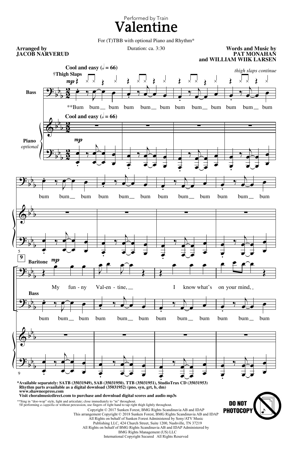 Download Jacob Narverud Valentine Sheet Music and learn how to play TTBB PDF digital score in minutes