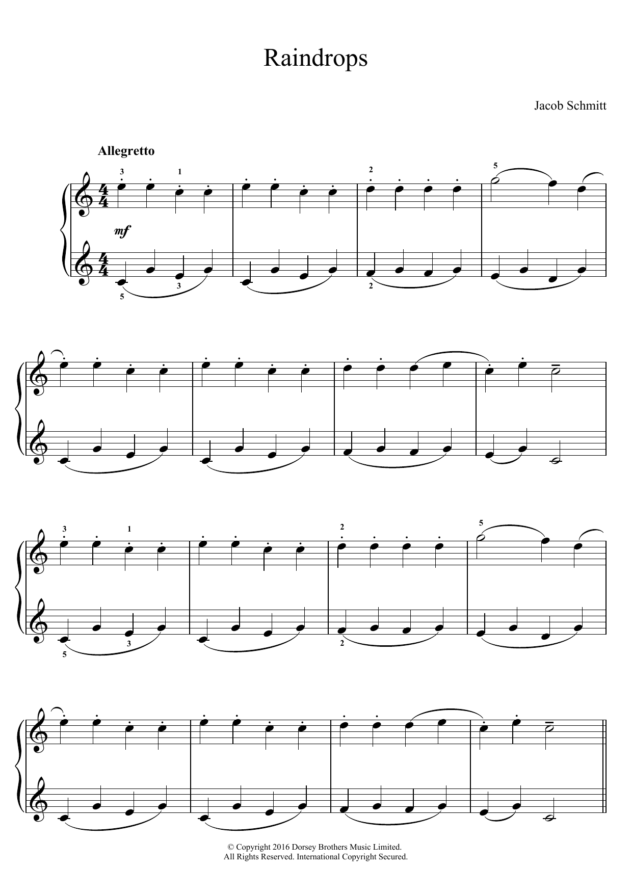 Download Jacob Schmitt Raindrops Sheet Music and learn how to play Educational Piano PDF digital score in minutes