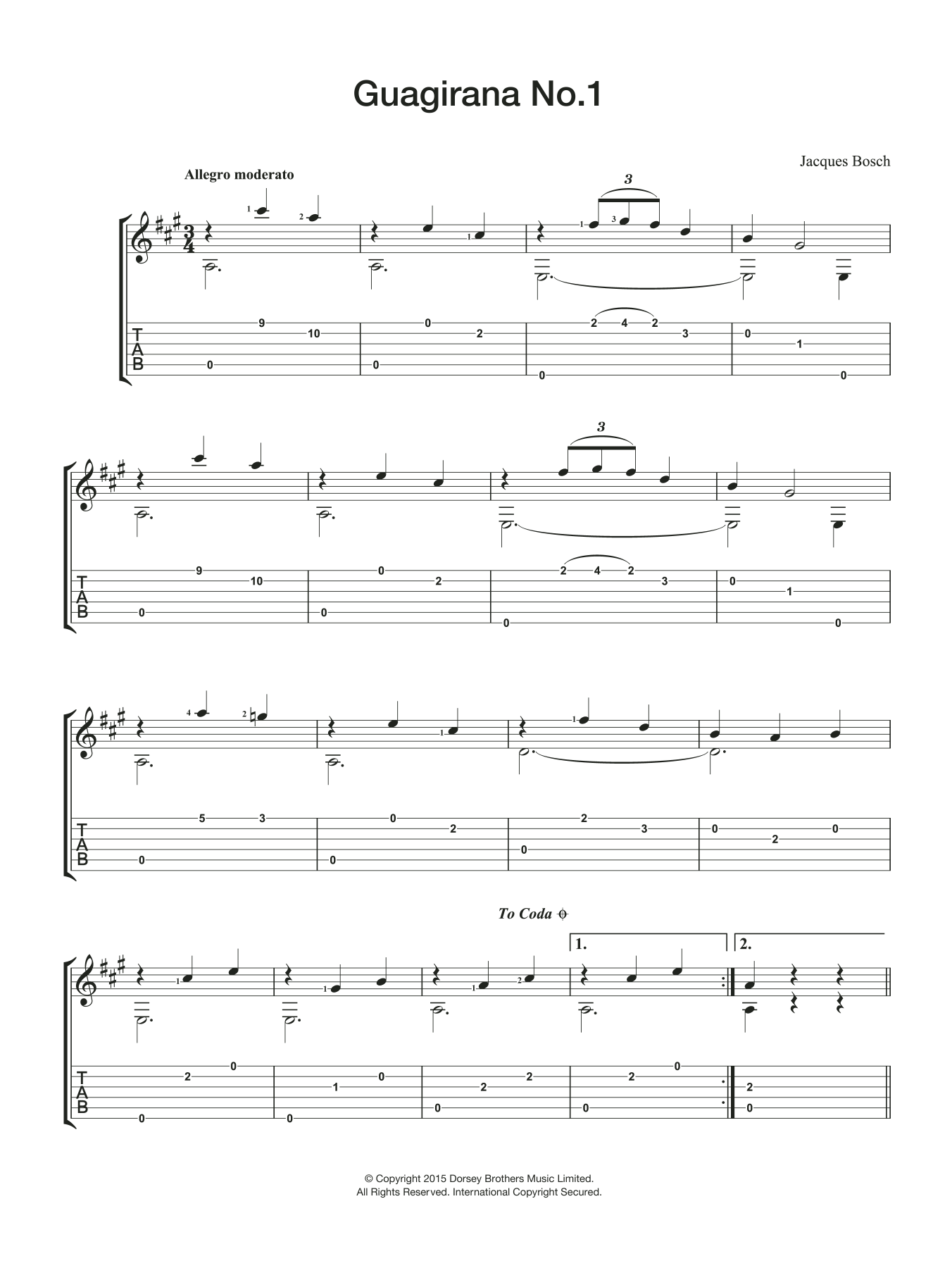 Download Jacques Bosch Guagirana No. 1 Sheet Music and learn how to play Guitar PDF digital score in minutes