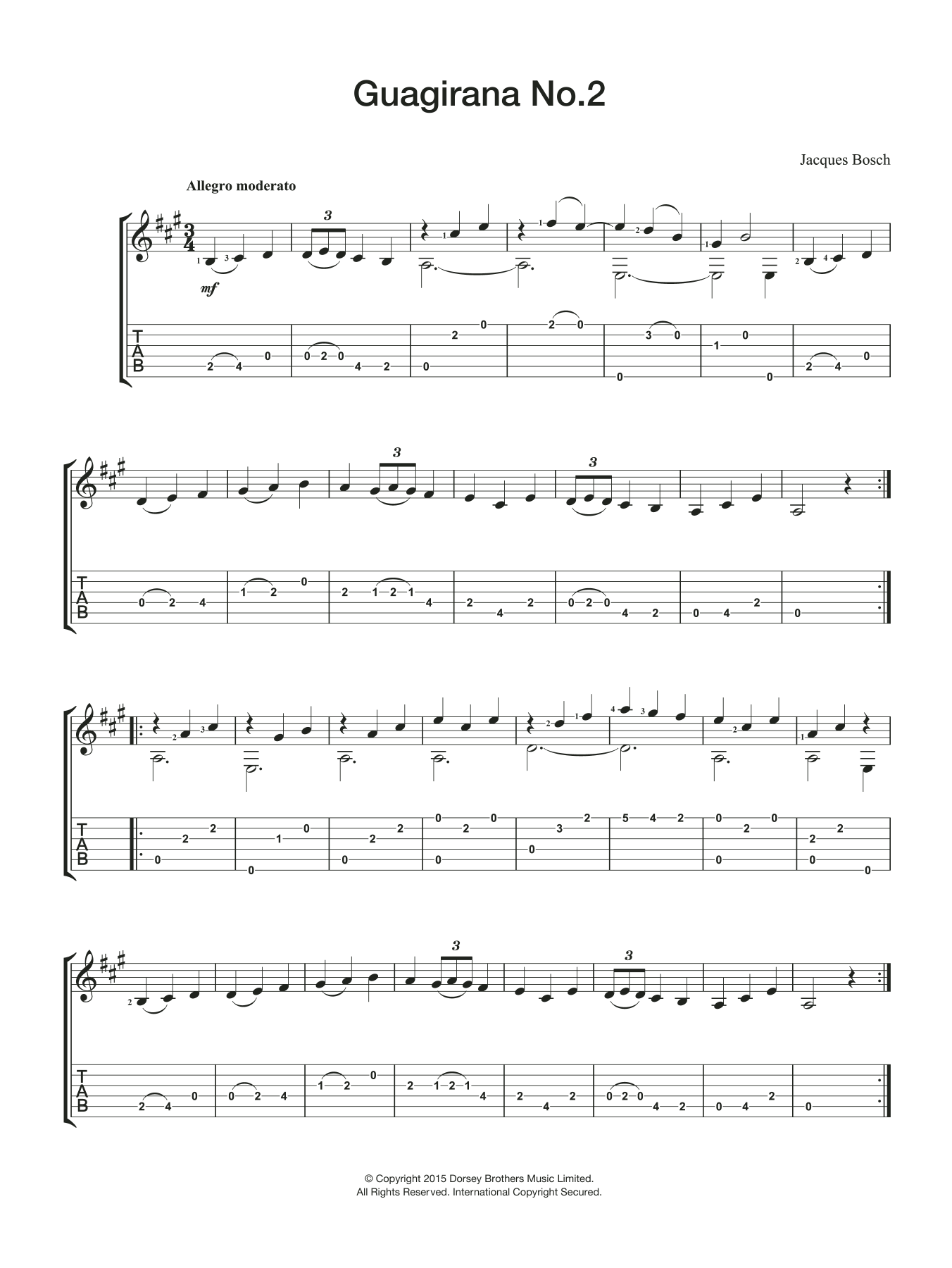 Download Jacques Bosch Guagirana No. 2 Sheet Music and learn how to play Guitar PDF digital score in minutes