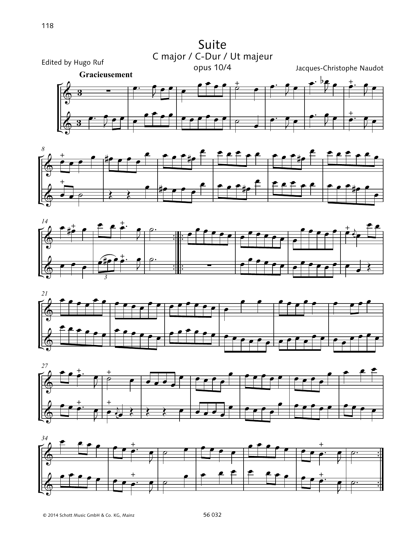 Download Jacques-Christophe Naudot Suite C Major Sheet Music and learn how to play Woodwind Ensemble PDF digital score in minutes