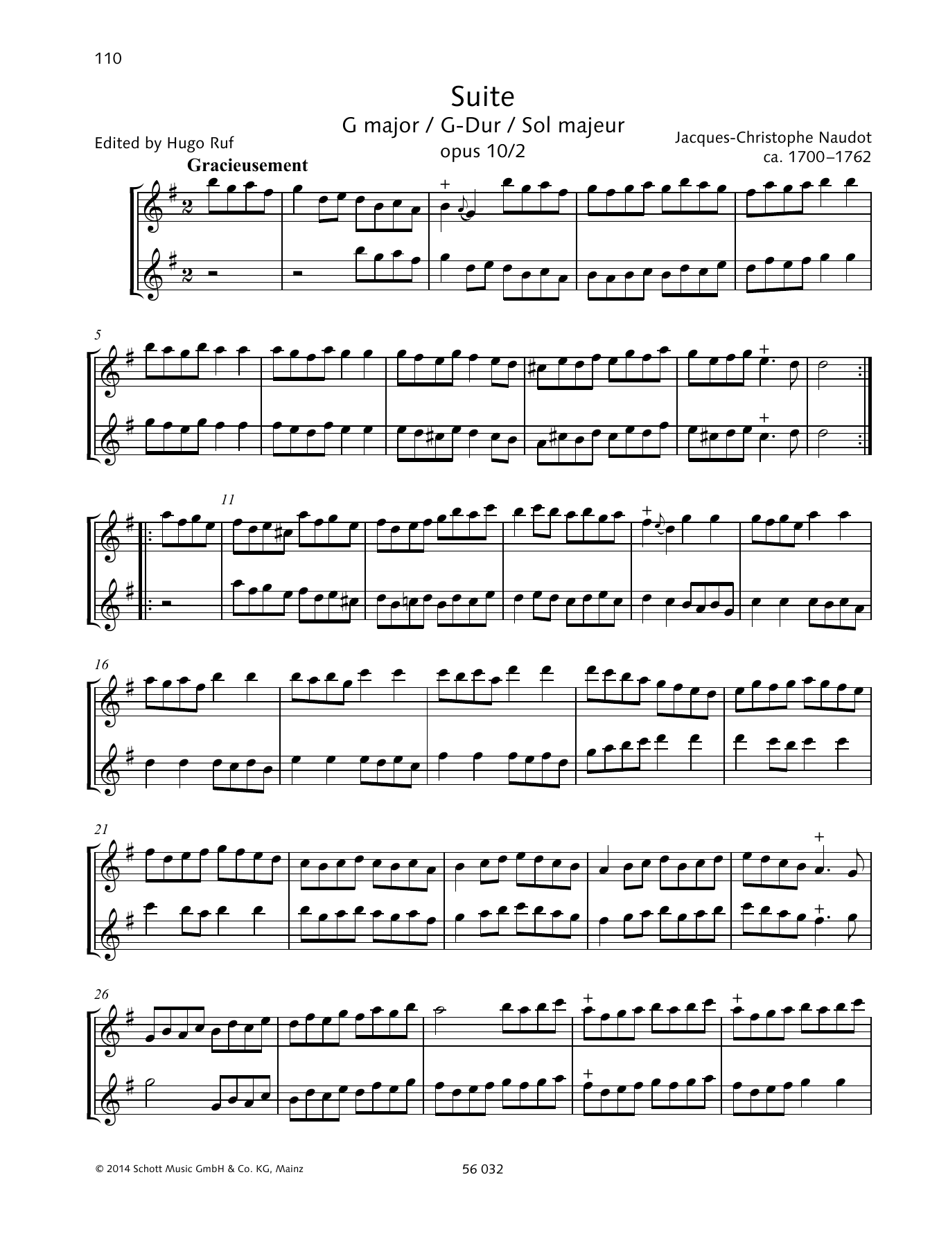 Download Jacques-Christophe Naudot Suite G Major Sheet Music and learn how to play Woodwind Ensemble PDF digital score in minutes