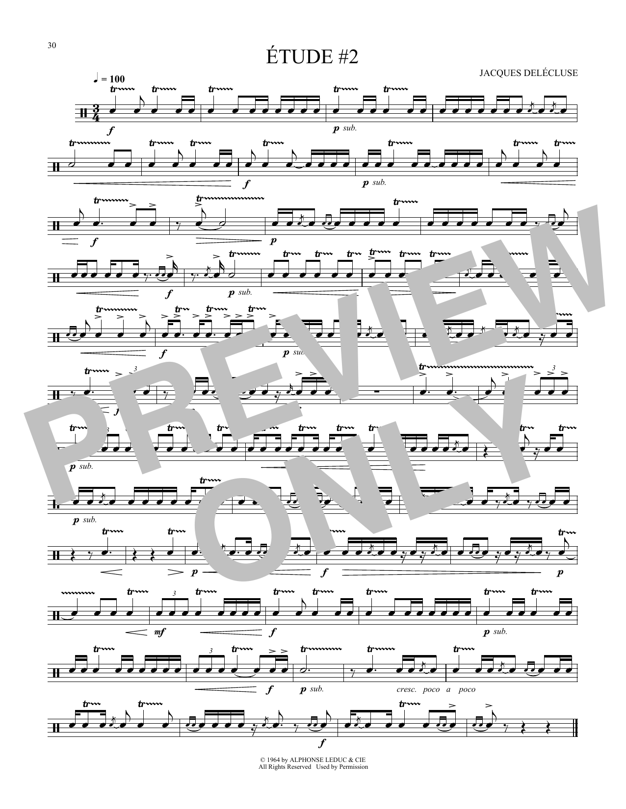Download Jacques Delecluse Etude #2 Sheet Music and learn how to play Snare Drum Solo PDF digital score in minutes