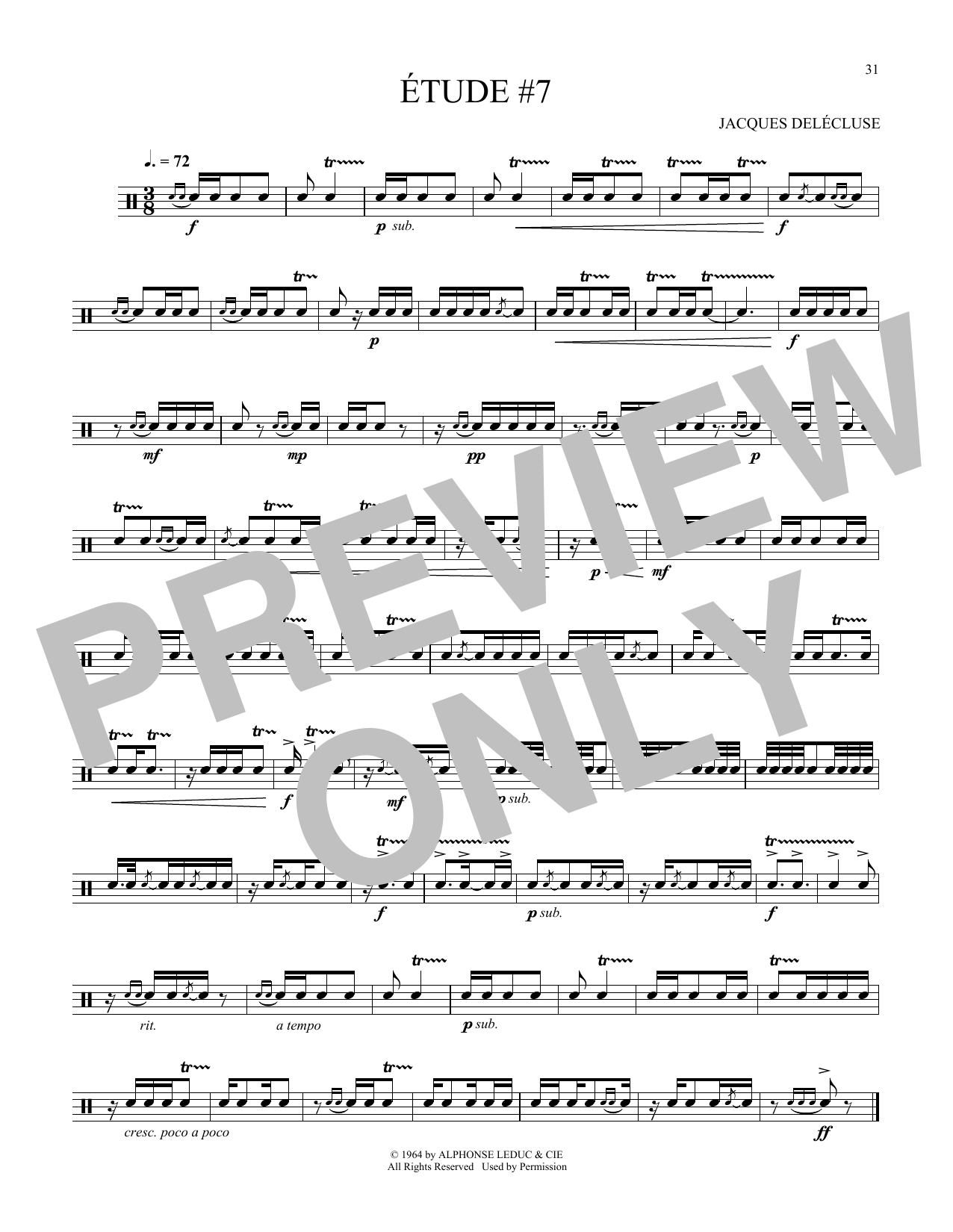 Download Jacques Delecluse Etude #7 Sheet Music and learn how to play Snare Drum Solo PDF digital score in minutes