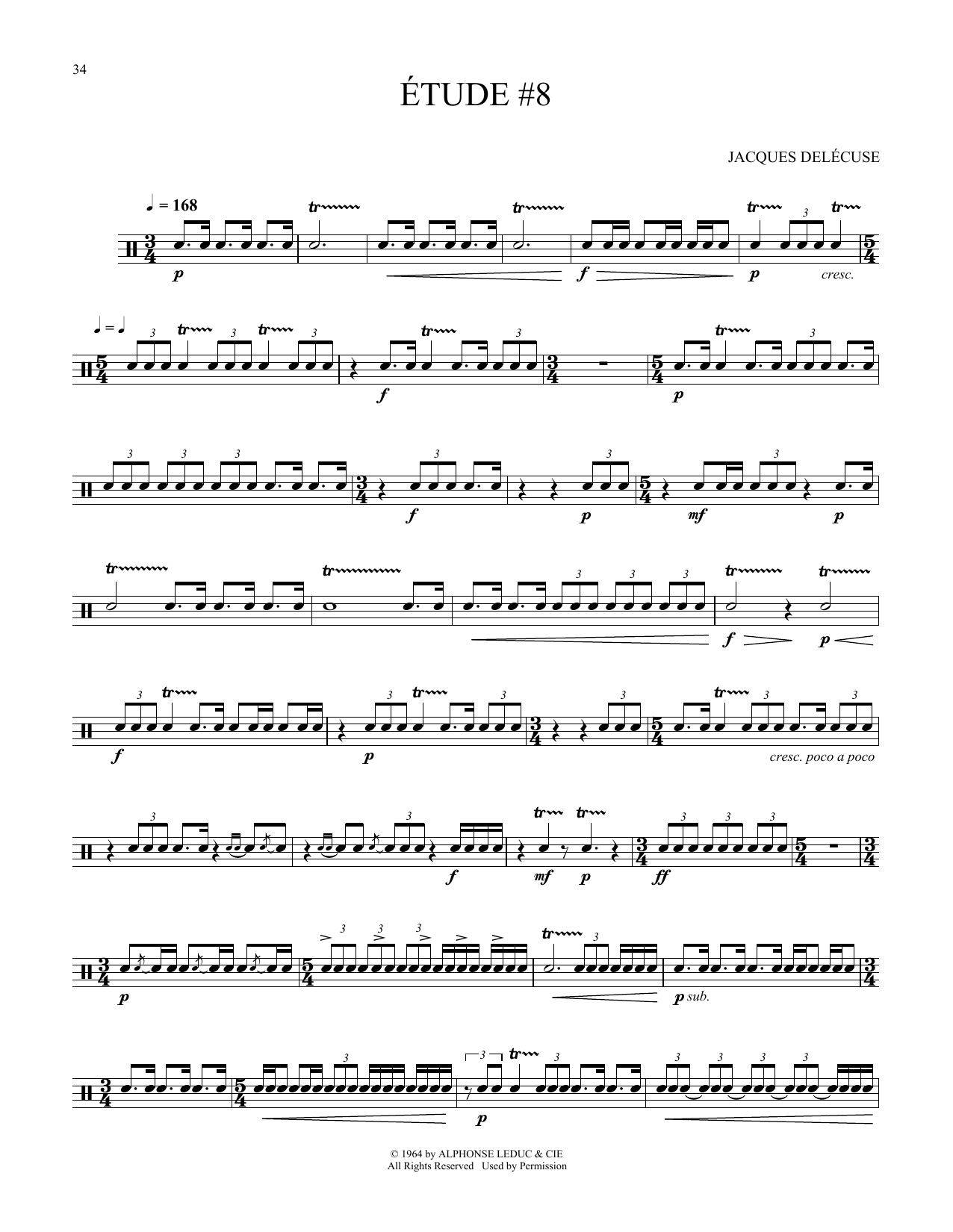 Download Jacques Delecluse Etude #8 Sheet Music and learn how to play Snare Drum Solo PDF digital score in minutes