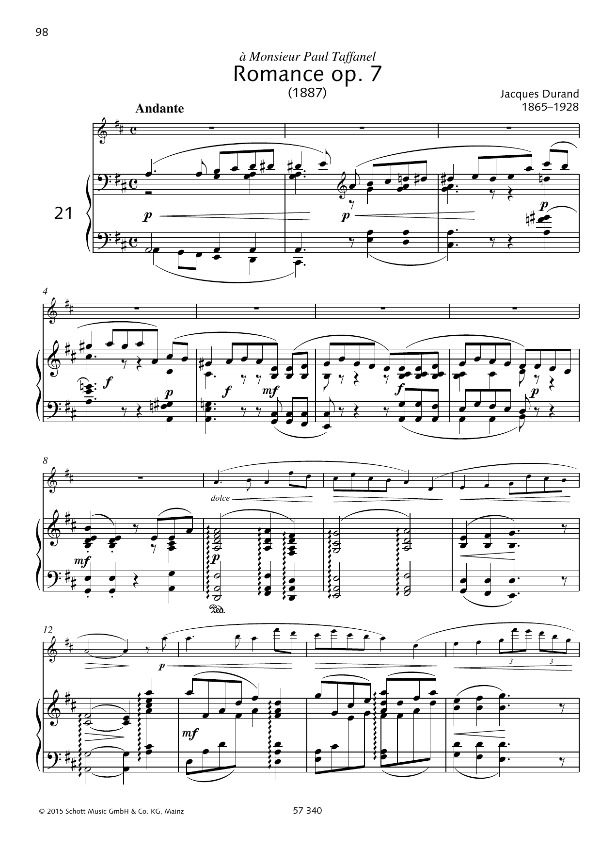 Download Jacques Durand Romance Sheet Music and learn how to play Woodwind Solo PDF digital score in minutes