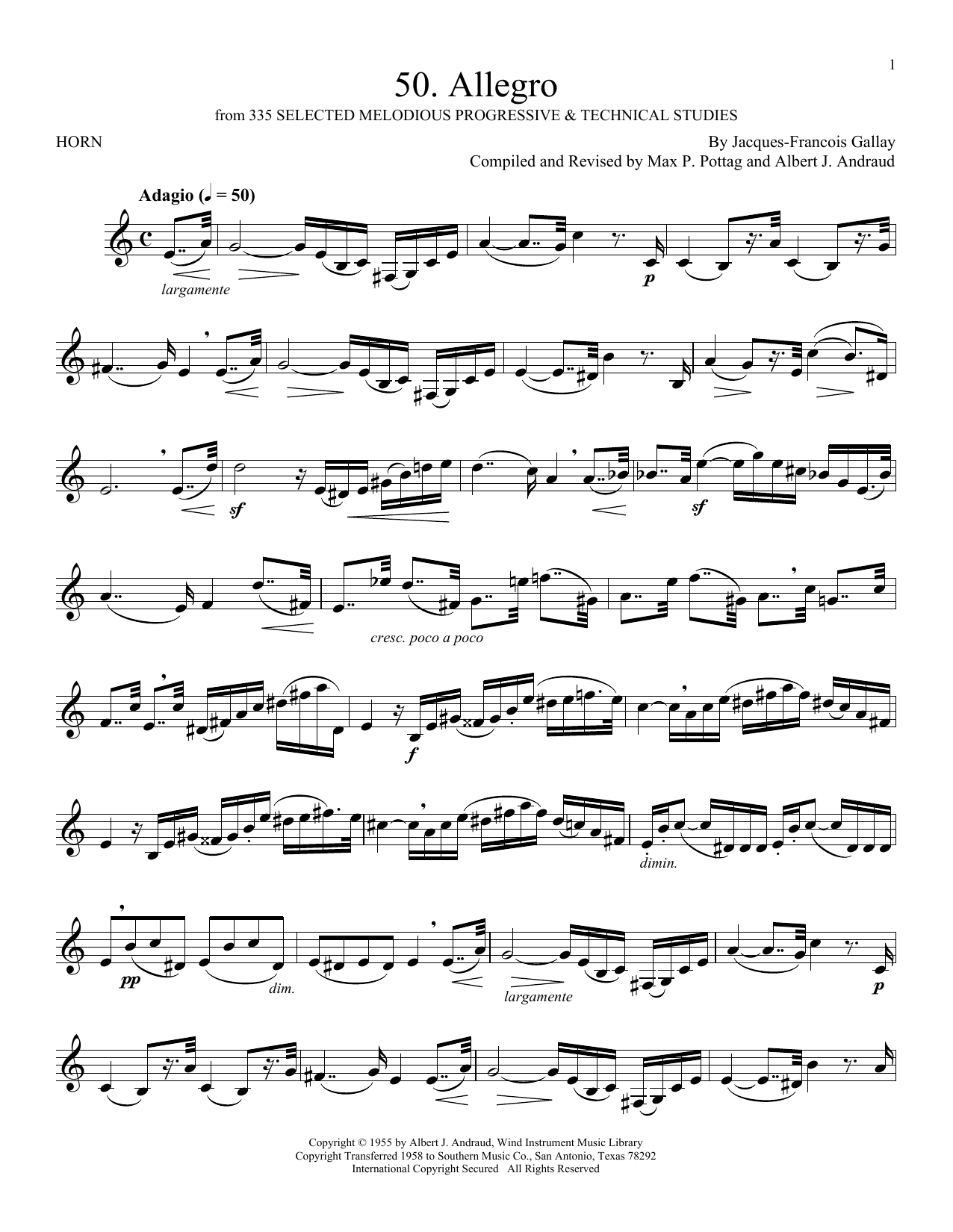 Download Jacques-Francois Gallay Etude No. 70 Sheet Music and learn how to play French Horn Solo PDF digital score in minutes