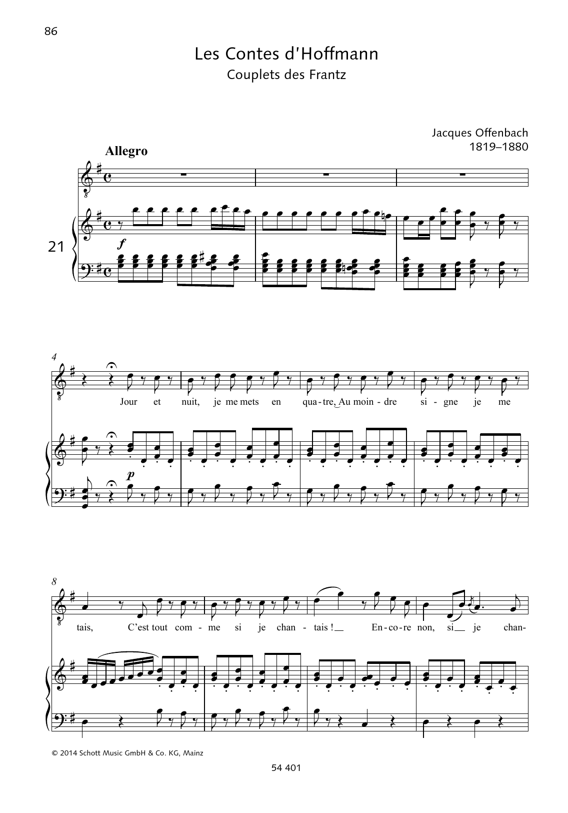 Download Jacques Offenbach Jour et nuit Sheet Music and learn how to play Piano & Vocal PDF digital score in minutes