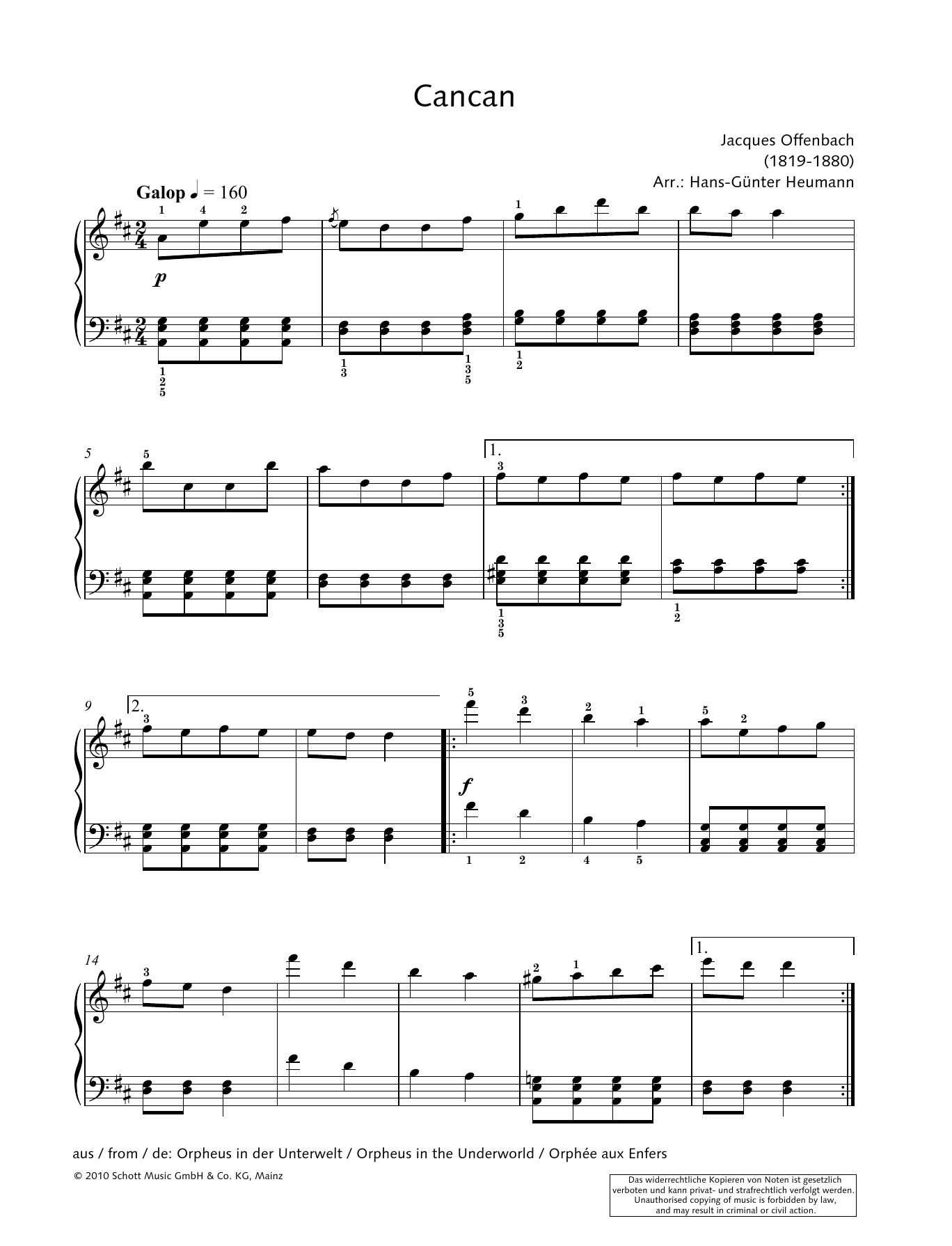 Jacques Offenbach Cancan Sheet Music Notes Download Printable Pdf Score 362169