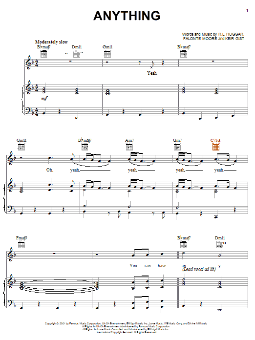 Download Jaheim Anything (feat. Next) Sheet Music and learn how to play Piano, Vocal & Guitar (Right-Hand Melody) PDF digital score in minutes