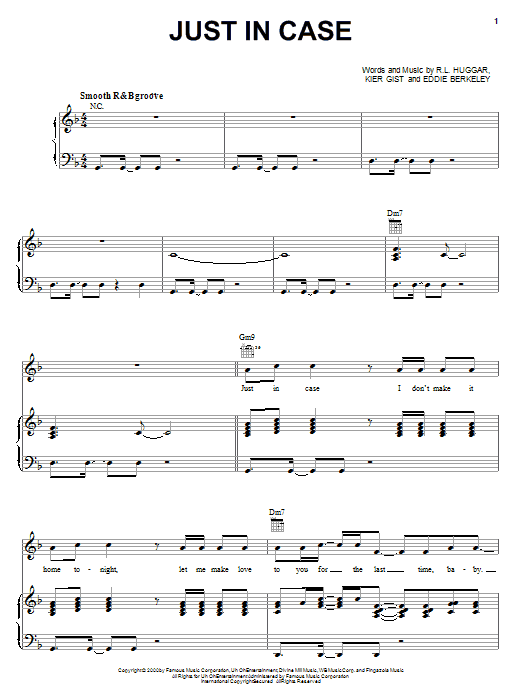 Download Jaheim Just In Case Sheet Music and learn how to play Piano, Vocal & Guitar (Right-Hand Melody) PDF digital score in minutes