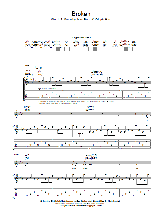 Download Jake Bugg Broken Sheet Music and learn how to play Lyrics & Chords PDF digital score in minutes