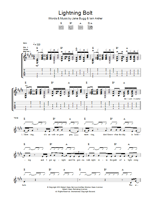 Download Jake Bugg Lightning Bolt Sheet Music and learn how to play Guitar Tab PDF digital score in minutes