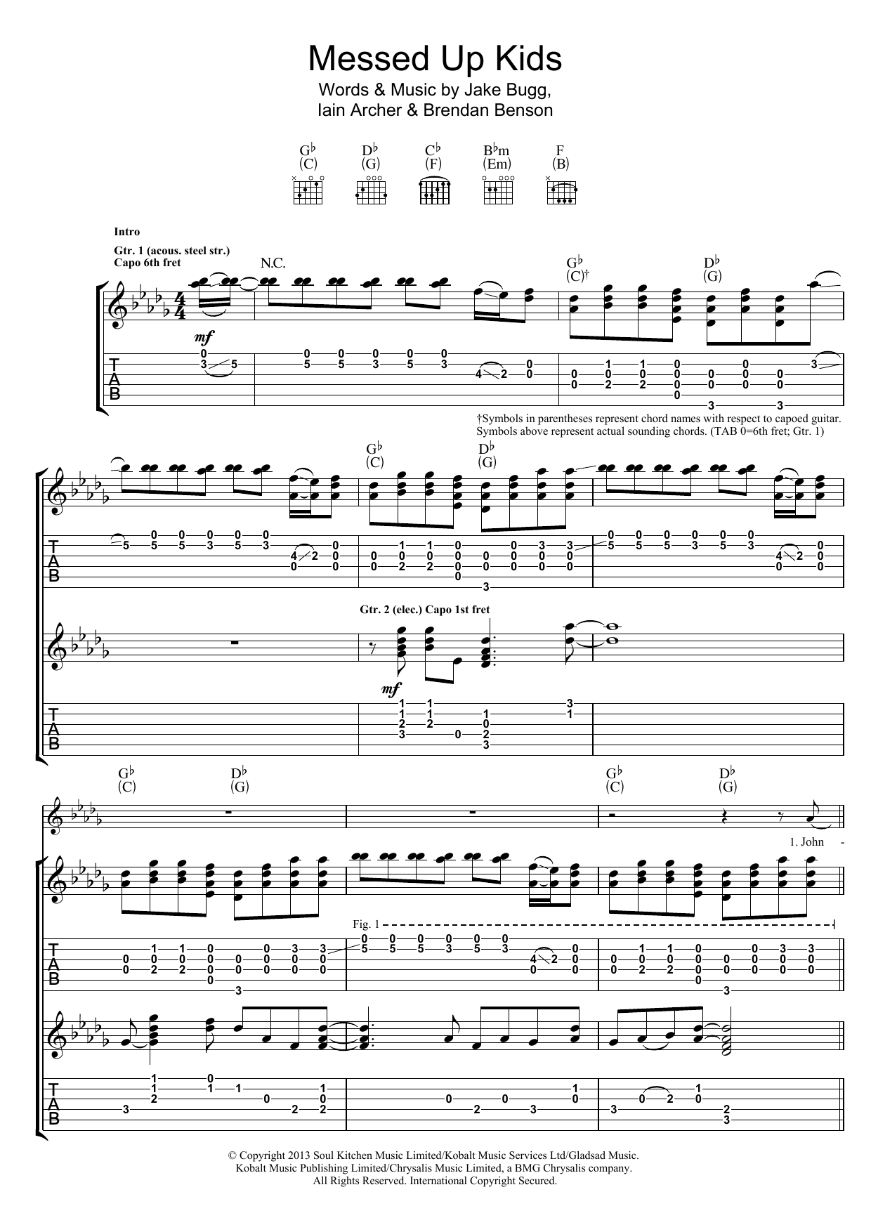 Download Jake Bugg Messed Up Kids Sheet Music and learn how to play Guitar Chords/Lyrics PDF digital score in minutes