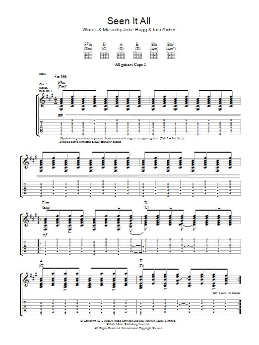 Download Jake Bugg Seen It All Sheet Music and learn how to play Guitar Tab PDF digital score in minutes