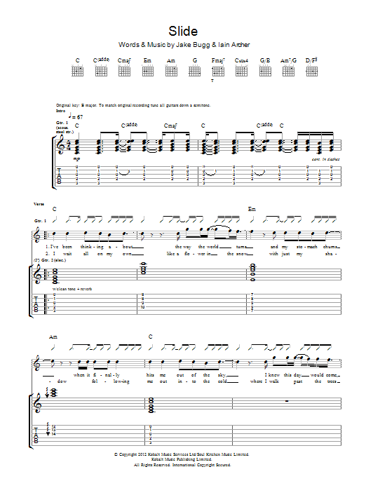 Download Jake Bugg Slide Sheet Music and learn how to play Guitar Tab PDF digital score in minutes