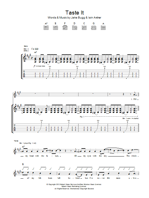 Download Jake Bugg Taste It Sheet Music and learn how to play Guitar Tab PDF digital score in minutes