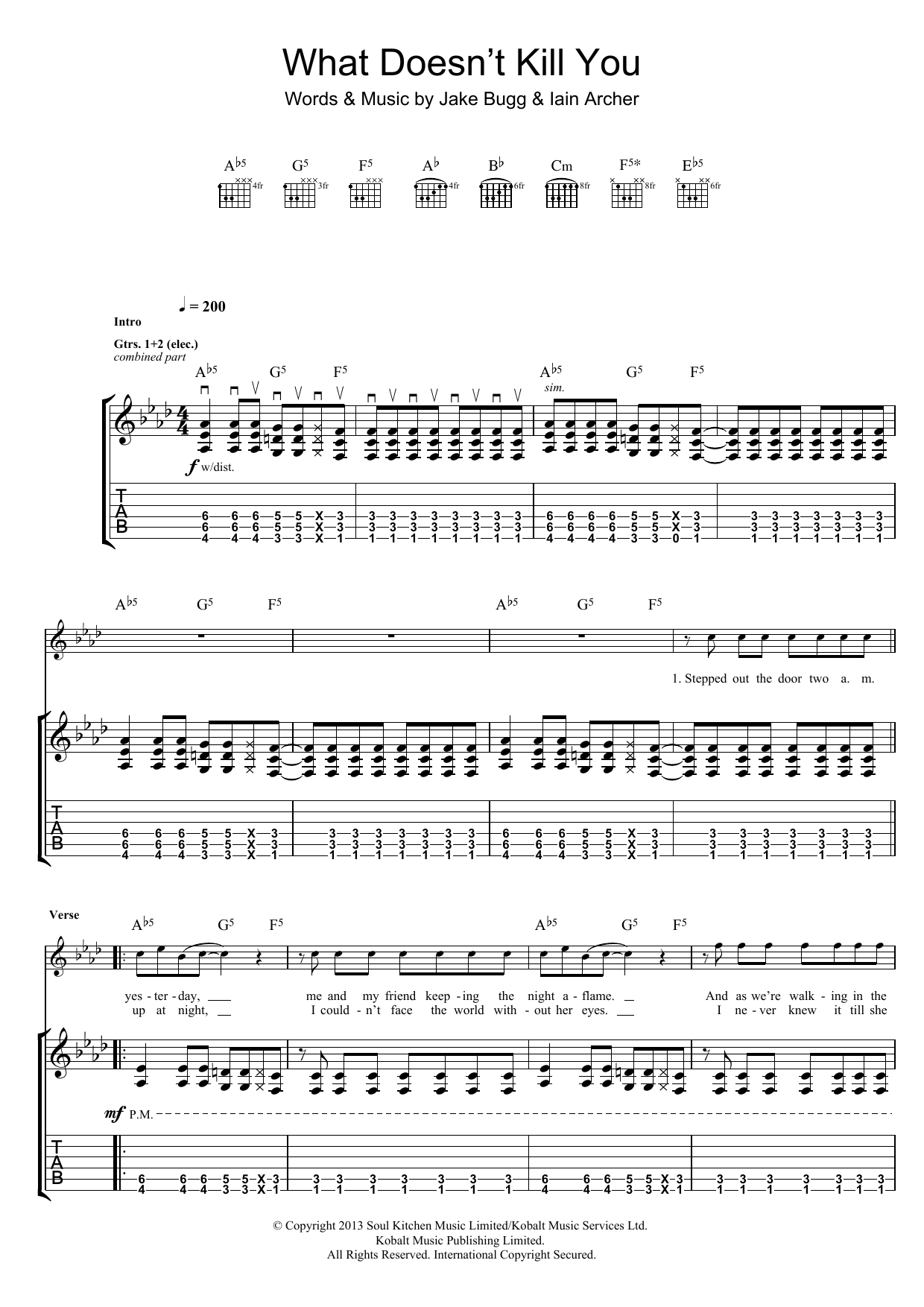 Download Jake Bugg What Doesn't Kill You Sheet Music and learn how to play Guitar Tab PDF digital score in minutes